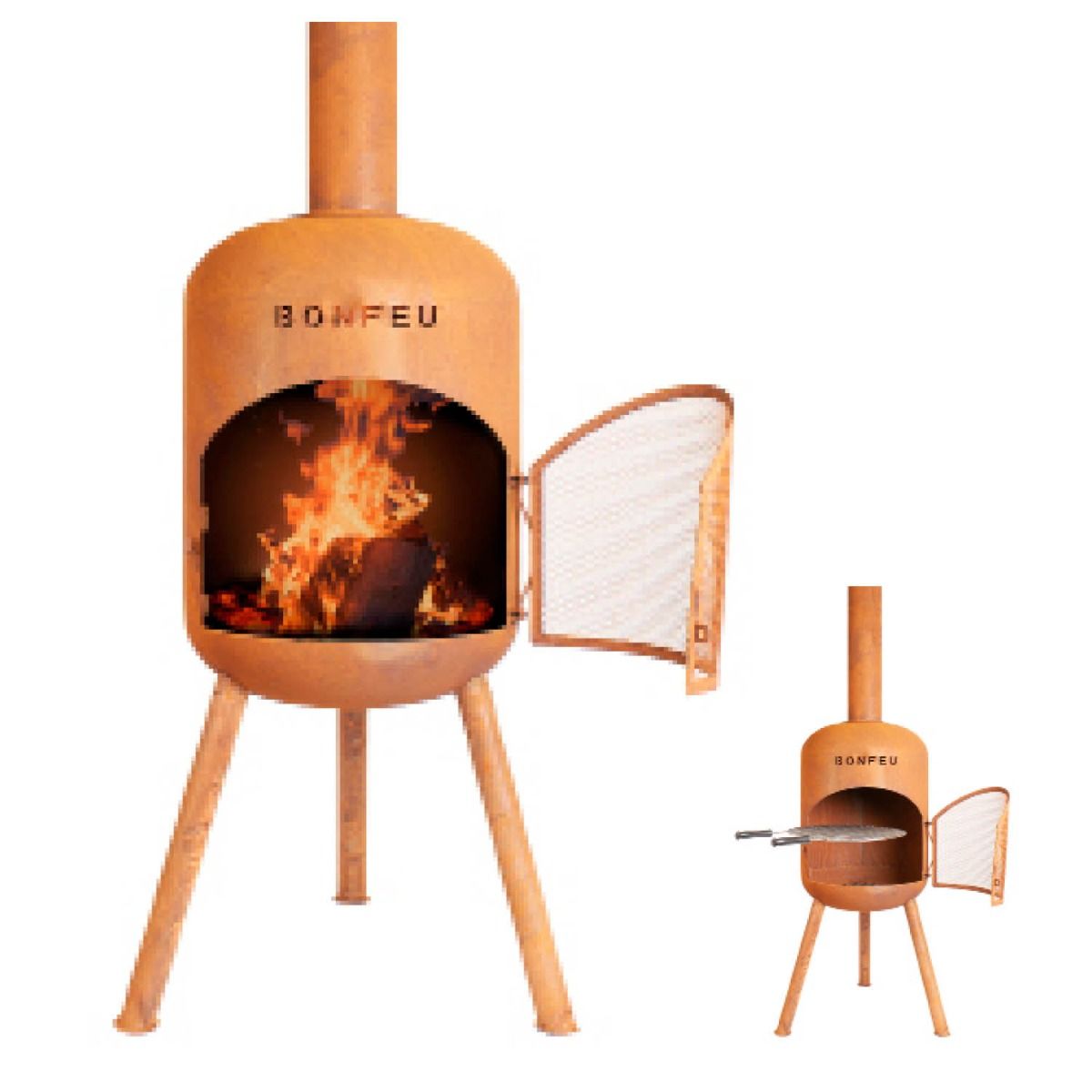 BonFeu Bonbono Rust Fireplace │ Firepit-online.com