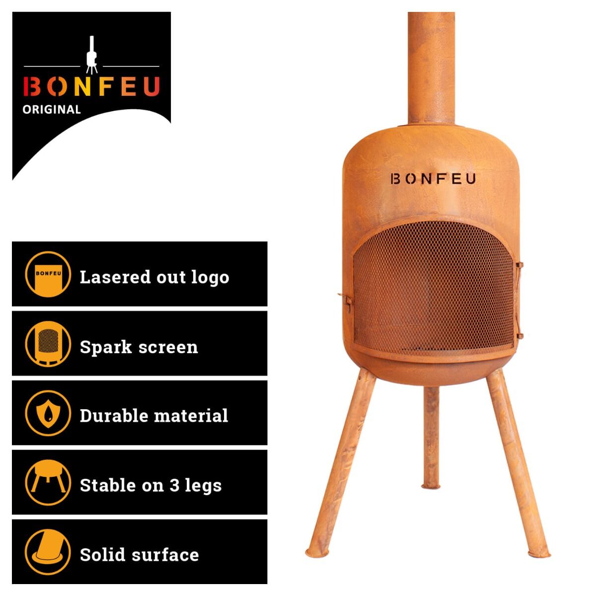 BonFeu Bonbono Rust Fireplace │ Firepit-online.com