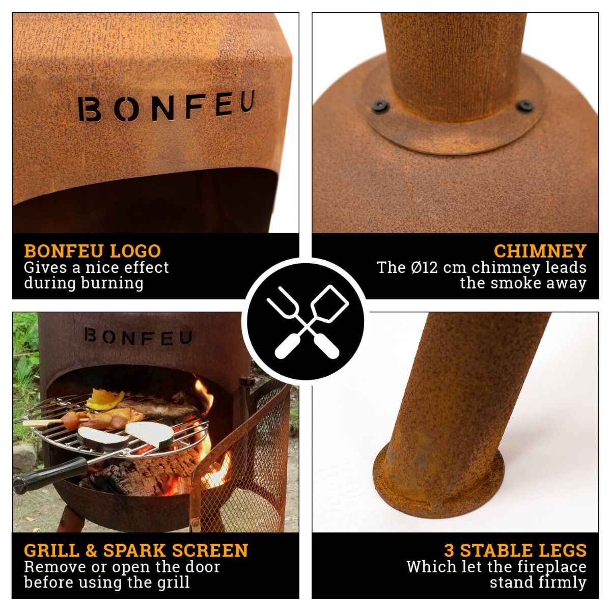 BonFeu Bonbono Rust Fireplace │ Firepit-online.com