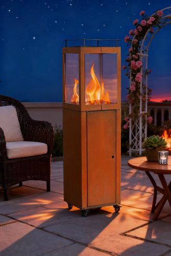 Green Flame Pellet Heater Corten Steel
