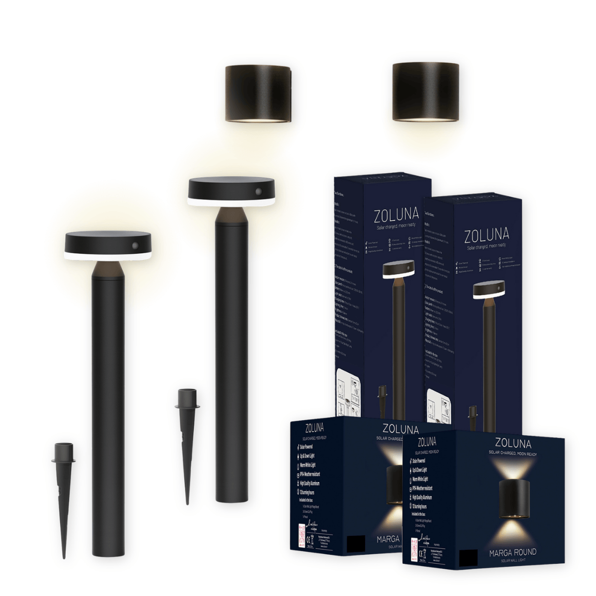 Package deal ZOLUNA 2x spike light Guus + 2x wall light Marga round