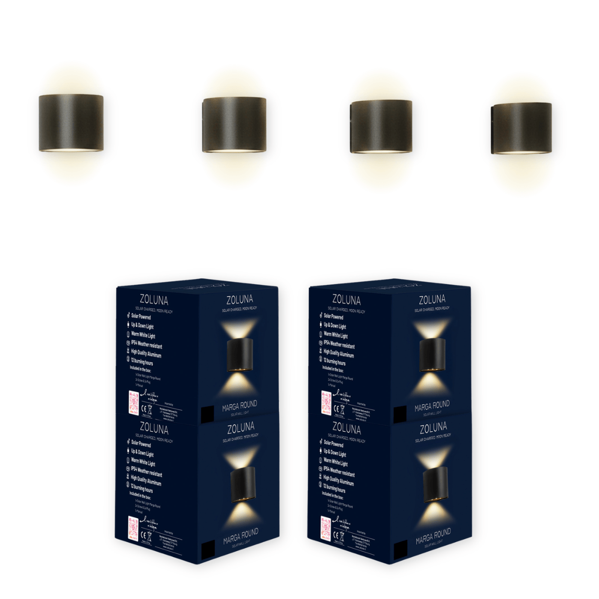 Package deal ZOLUNA 4x wall light Marga round