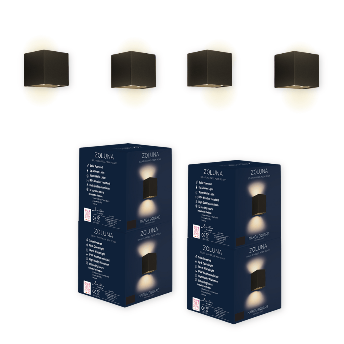 Package deal ZOLUNA 4x wall light Marga square