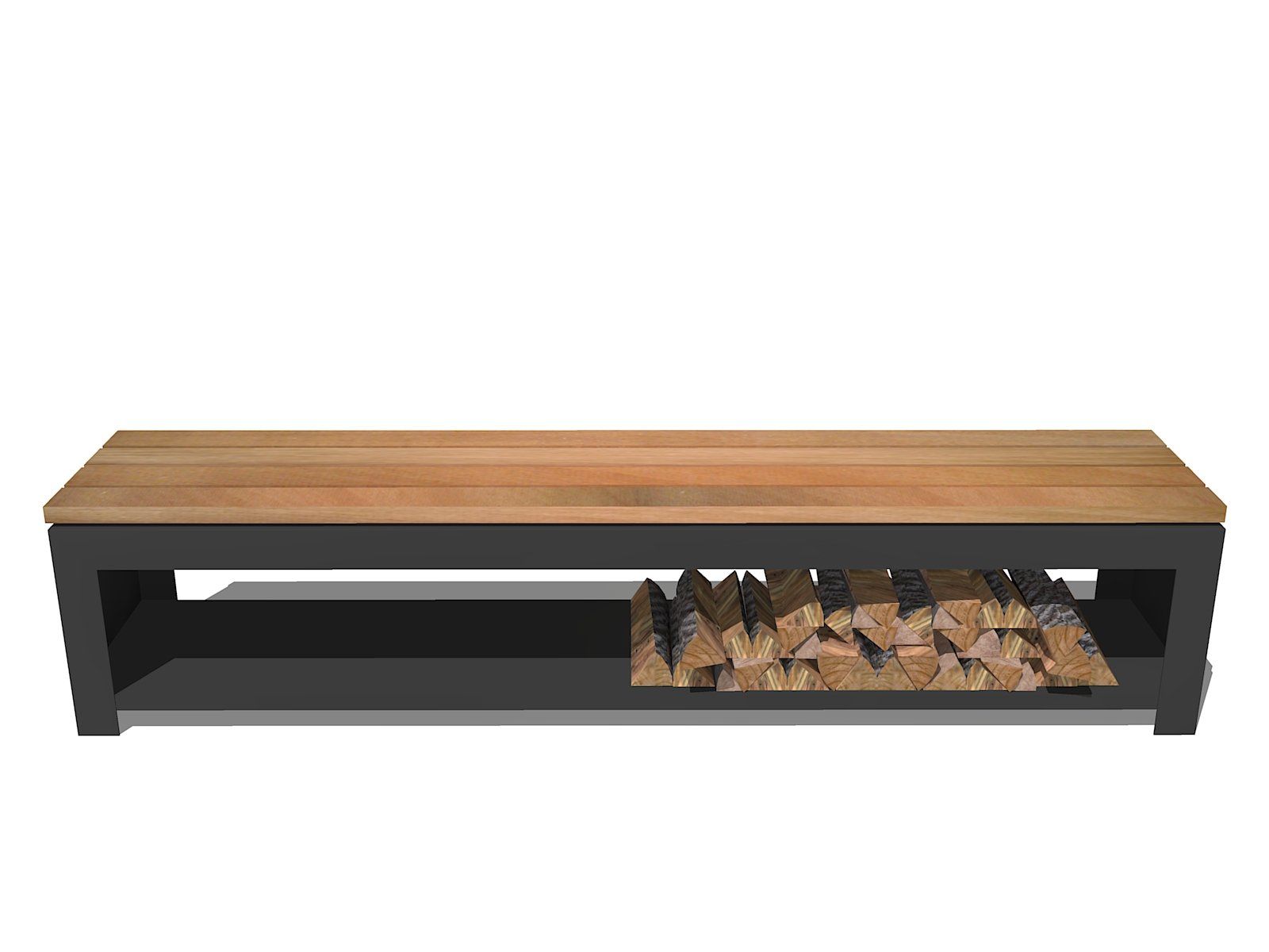 FORNO Wood Storage Bench Black