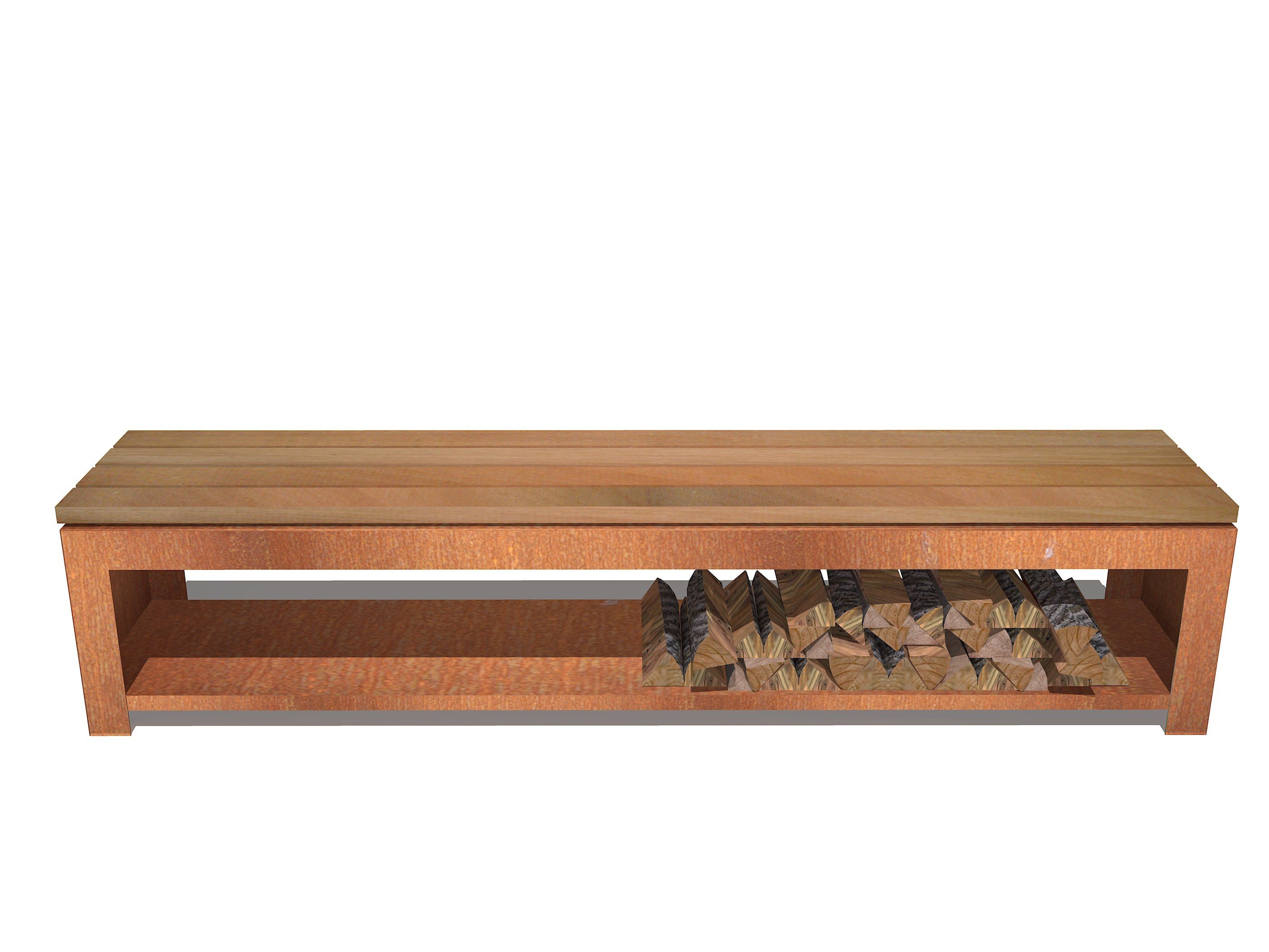 Steel shop storage bench