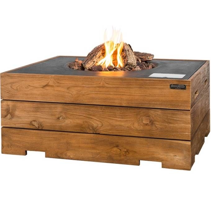 Happy C. Fire Table Rectangle Teak wood Black