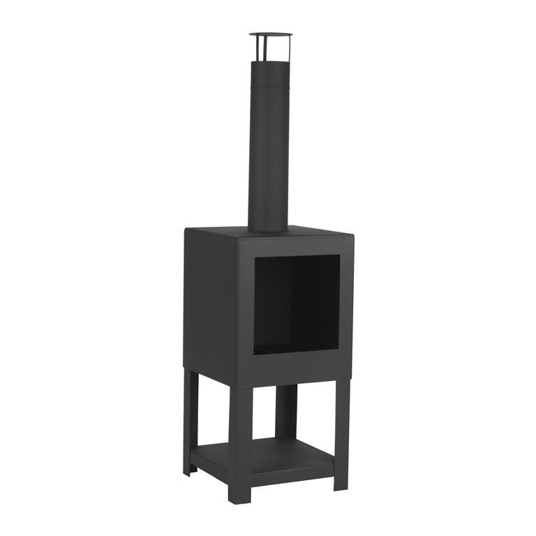 Esschert Fireplace with Wood Storage Black