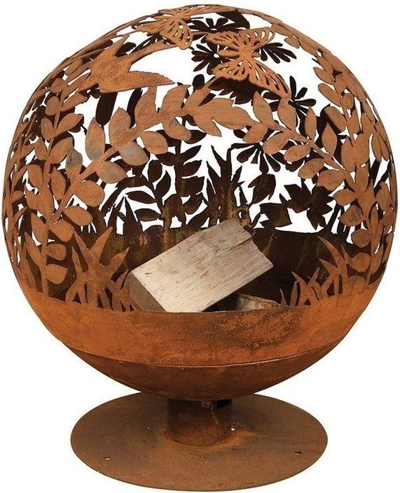 Esschert Fire Ball Laser Cut Flowers Rust Ø58