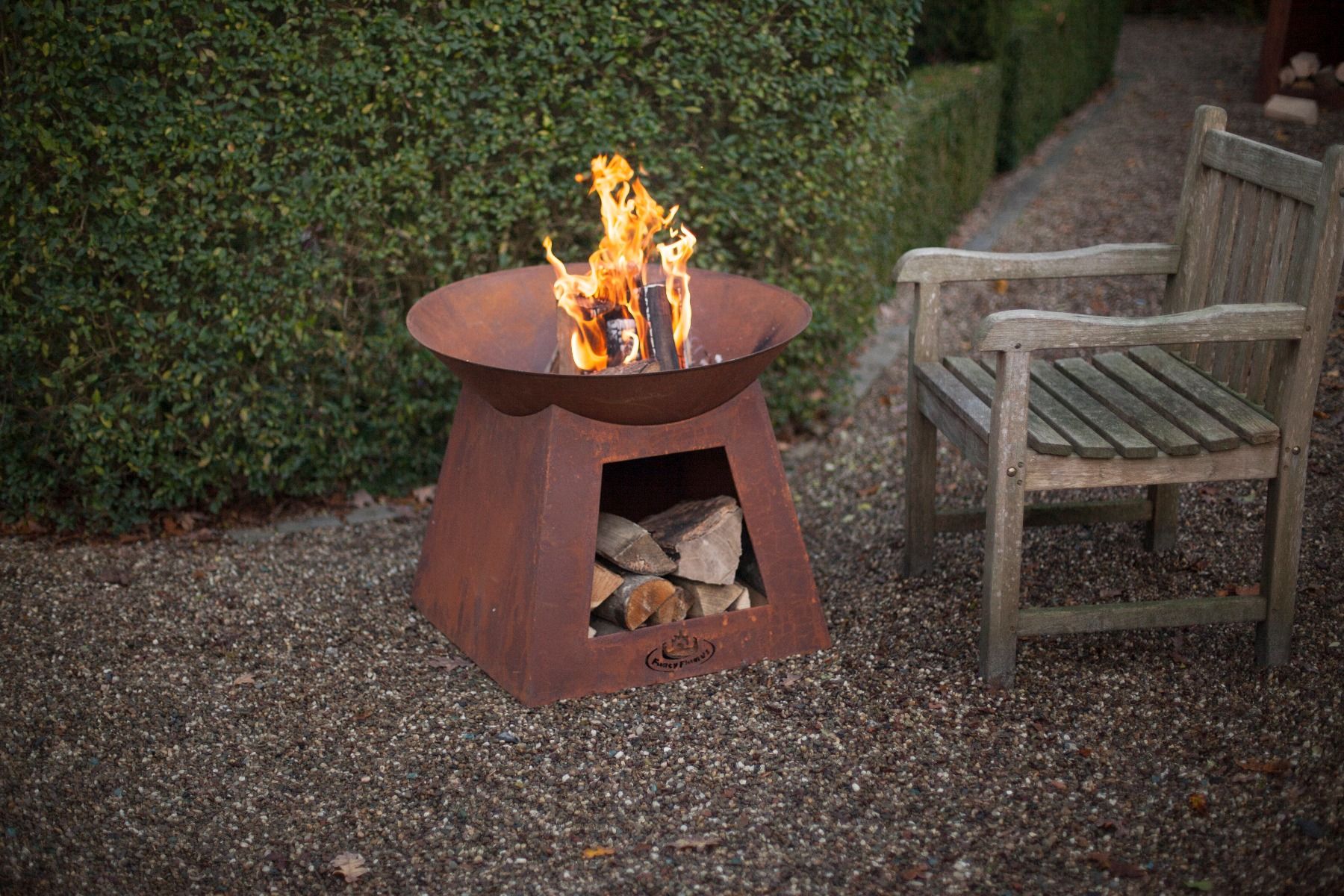 Esschert Fire Bowl with Wood Storage