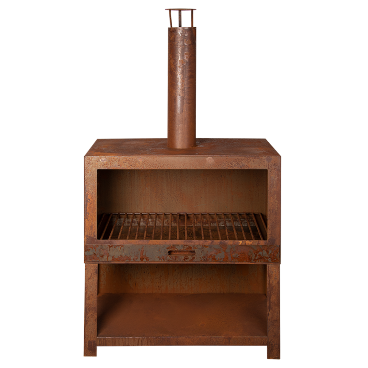 Esschert Terrace Fireplace + Wood Storage Rust L