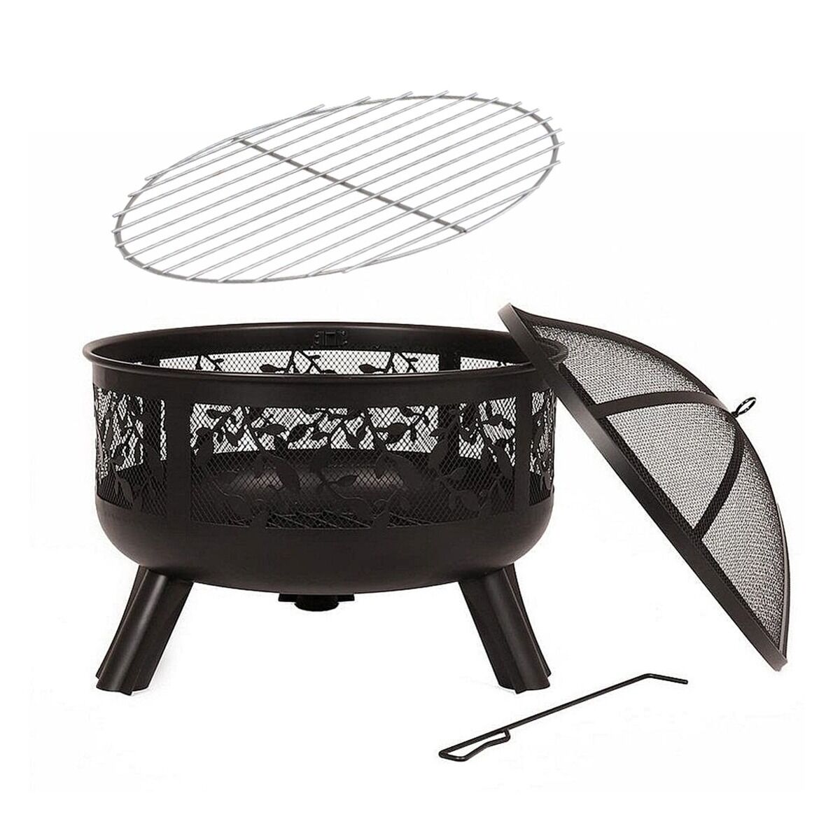 HEAT Firepit Alna with Spark Screen and grill grid