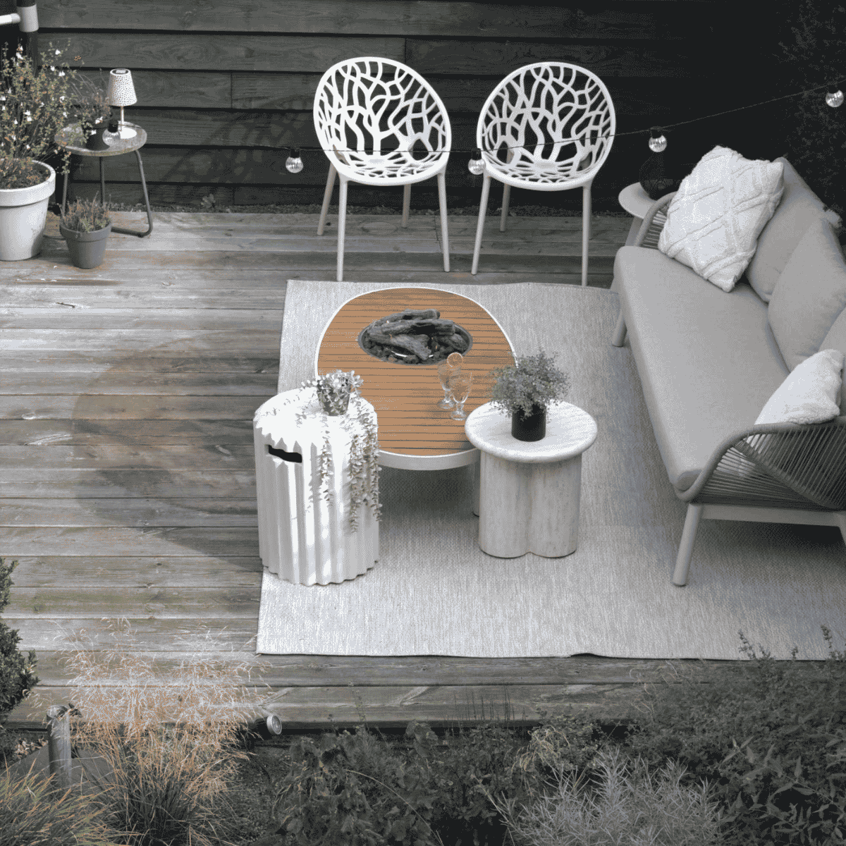 Happy Cocooning side table Rib travertine