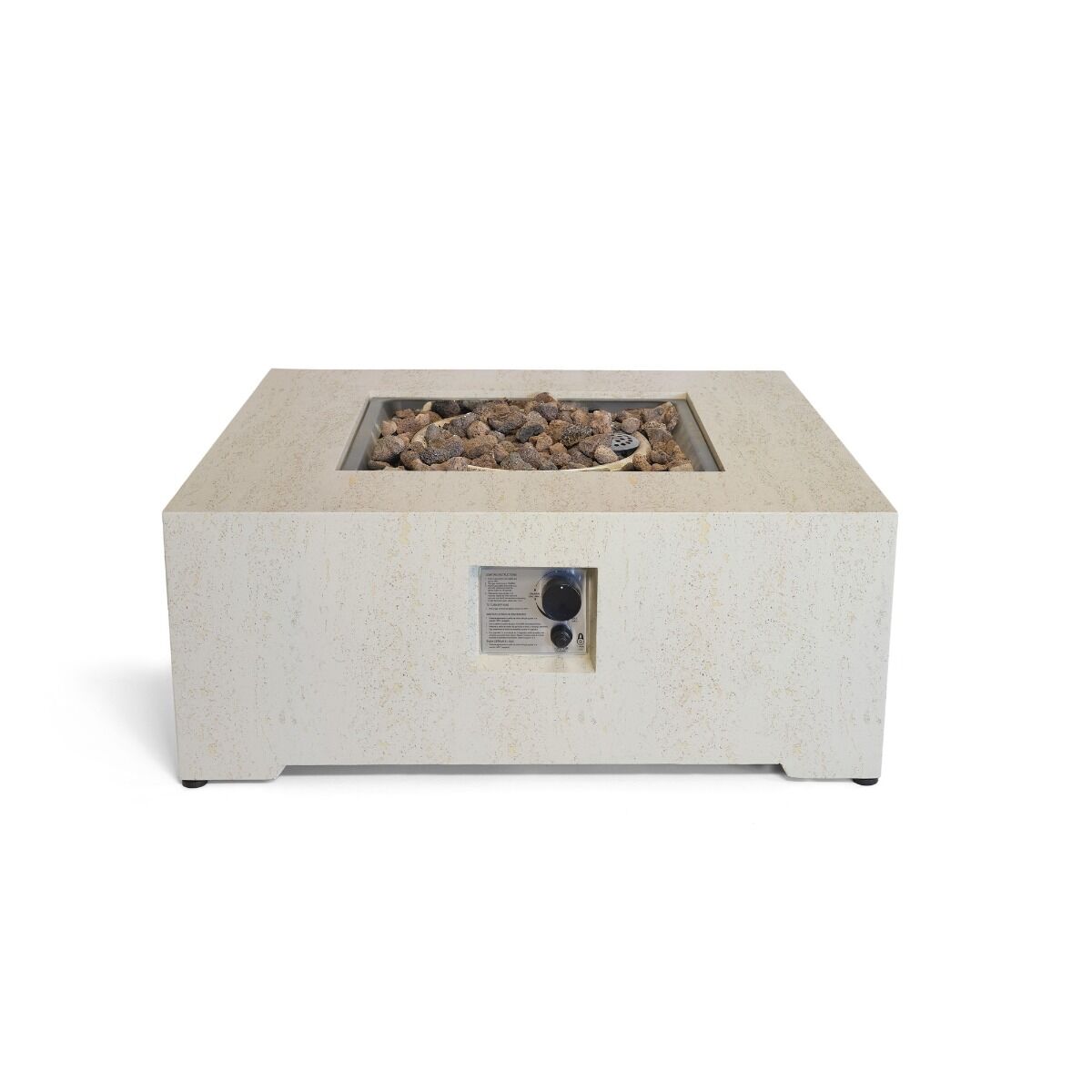 Happy Cocooning fire pit table Estate Square 88 travertine