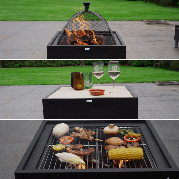 HEAT 3 in 1 Firepit (Firepit + BBQ + Side Table)