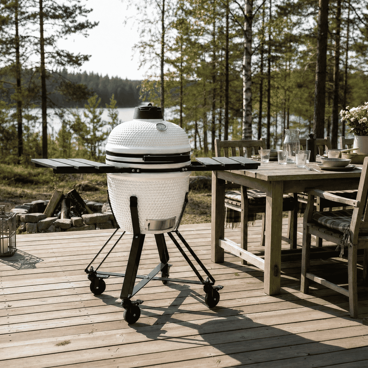 HEAT Premium kamado barbecue Fyregg 18 white