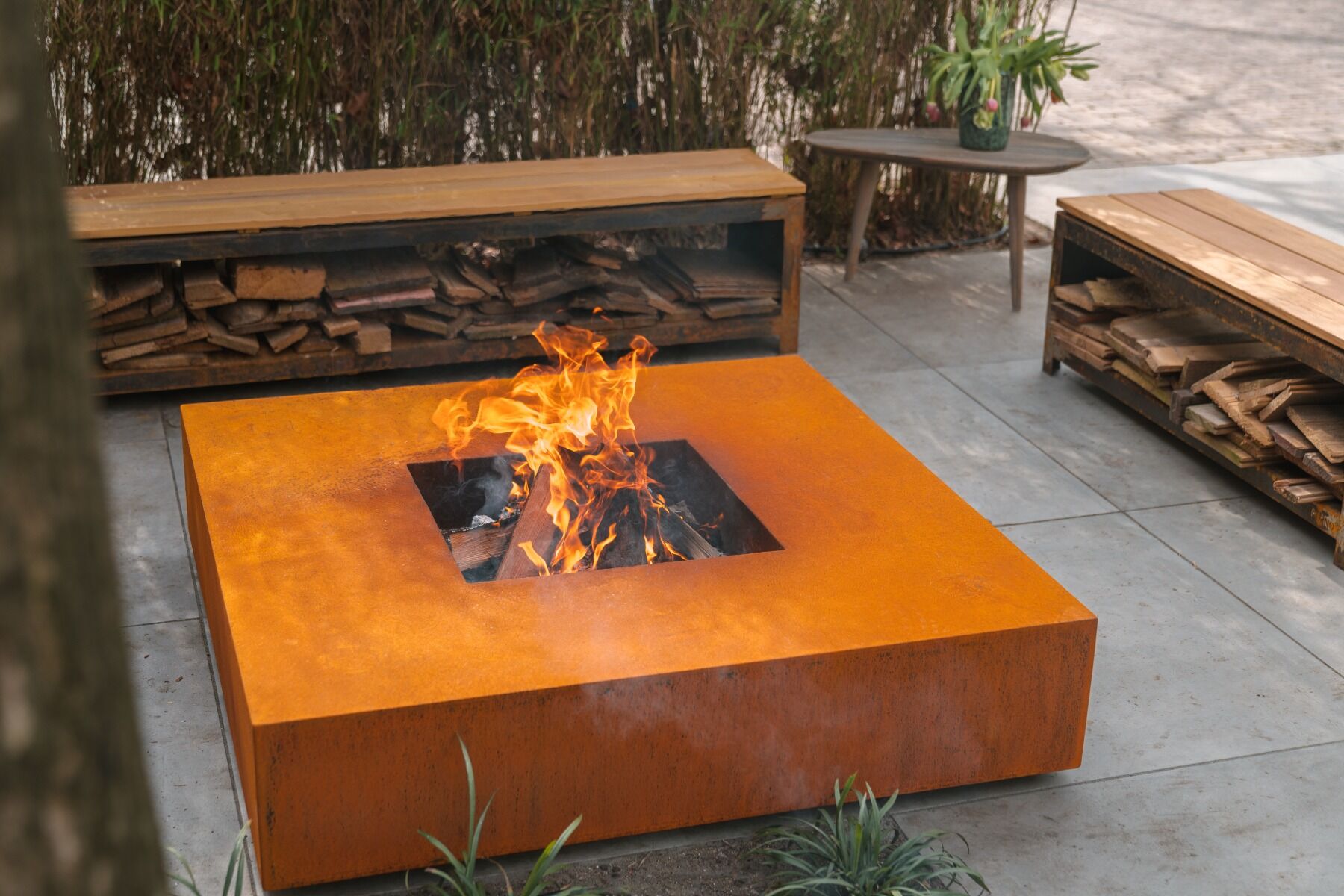 FORNO Fire Table CortenSteel Square (Ø120cm)