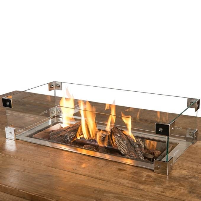 Happy C. Fire Table Rectangle Teak wood Anthracite