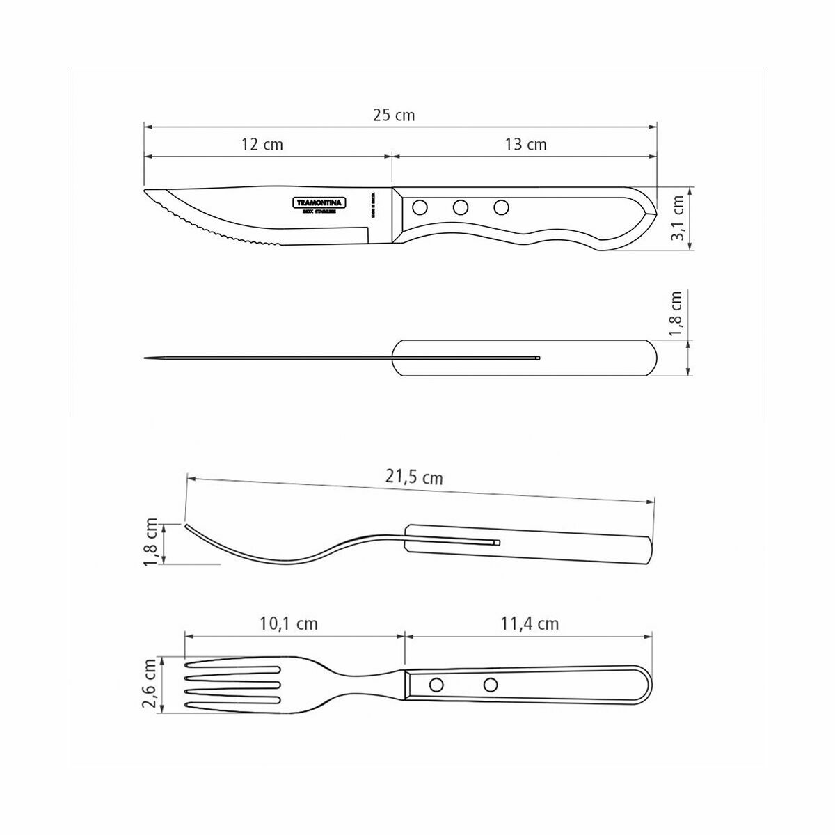 Tramontina 4 pcs Cutlery set Jumbo Polywood