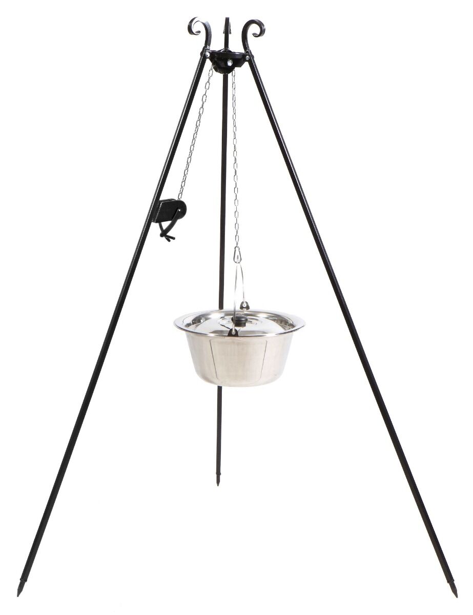 CookKing Tripod 180 cm with Stainless Steel Cooking pot 14 L + Pulley