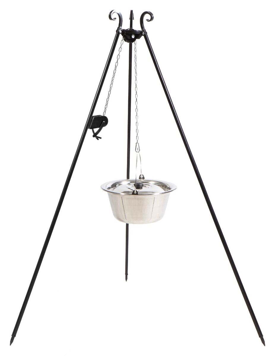 CookKing Tripod 180 cm with Stainless Steel Cooking pot 14 L + Pulley